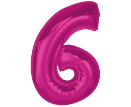 Balon foliowy Smart cyfra 6, różowa, 92 cm Godan (CH-S9R6) Godan