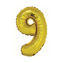 Balon foliowy cyfra 9 złoty 35 cm Godan (FG-C35Z9) Godan