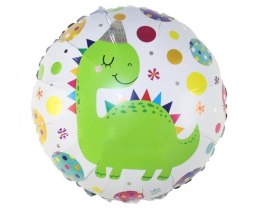 Balon foliowy okrągły, Dinozaur w czapeczce 18cal Godan (BF-8DWC) Godan