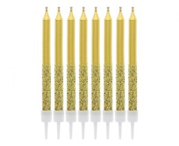 Świeczka urodzinowa metaliczno-brokatowe, złote, 6x0.5 cm, 8 szt. Godan (BH-SMMB) Godan