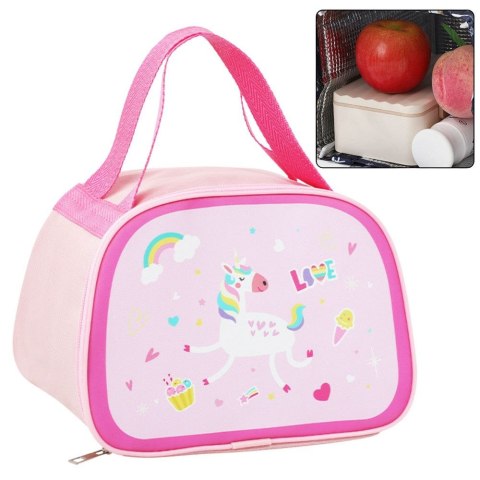Torba termiczna Izolacyjna Śniadaniowa Lunch Bag Różowa Jednorożec 23cm Lean (21583) Lean