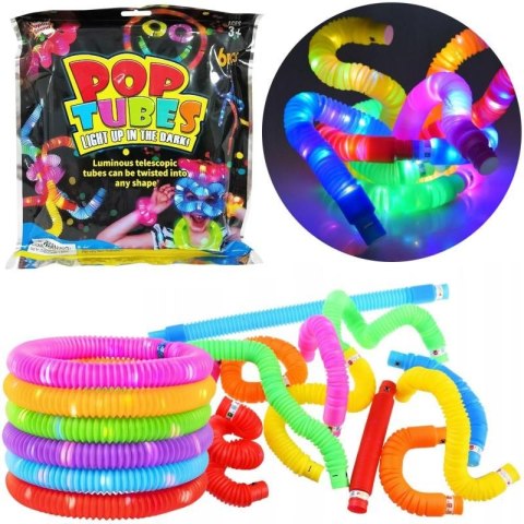 Gadżet RURKI SENSORYCZNE POP TUBE ŚWIECACE 6SZT Trifox (A-0809) Trifox