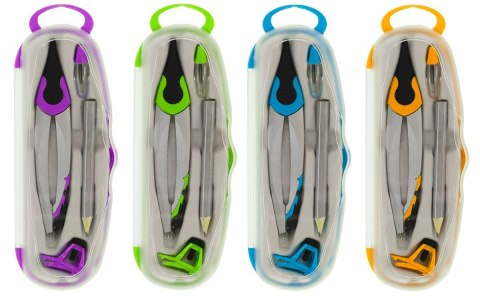 Cyrkiel metalowy 4-elementowy z ołówkiem drewnianym Flamingo