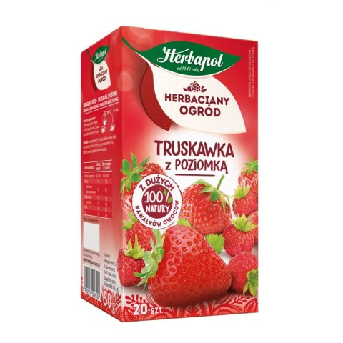 Herbata Herbaciany Ogród owocowo-ziołowa truskawka z poziomką truskawka 20 saszetek Herbapol Herbapol