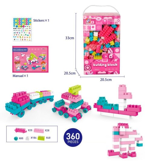 Klocki konstrukcyjne różowe 360 el. Lean (23508) Lean