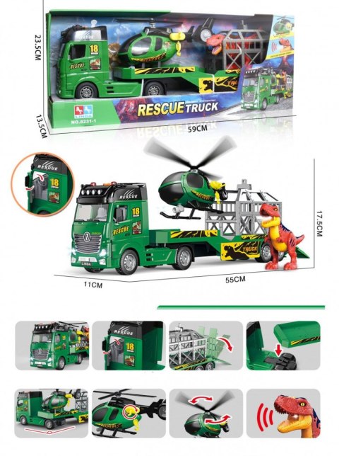 Laweta z helikopterem i dinozaurem Lean (23119) Lean