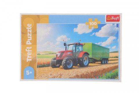 Puzzle Maszyny rolnicze Traktor z przyczepą 100 el. Trefl (16494) Trefl