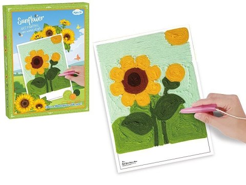 Zestaw kreatywny dla dzieci obrazek do wypełniania włóczką, na rzep, 6 kolorów włóczki, dłuto Adar (623255) Adar