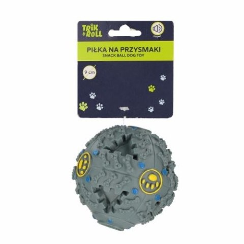 Gadżet Piłka dla psa z dźwiękiem 9cm na przysmaki szara Trik Roll (560688) Trik Roll