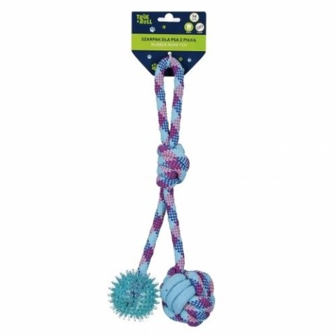 Gadżet Zabawka dla psa Szarpak 34 cm z piłką 2 stronny niebieski Trik Roll (560703) Trik Roll