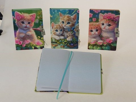 Notes (notatnik) kotki z kłódką A5 krata Adar (588752) Adar