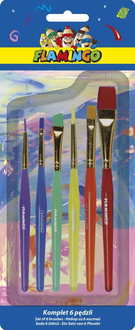Pędzel akrylowy uchwyt zestaw 6 szt. nr mix Flamingo (PS-03) Flamingo