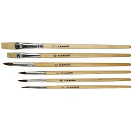 Pędzel drewniany uchwyt zestaw 6 szt. Flamingo (PS-02) Flamingo