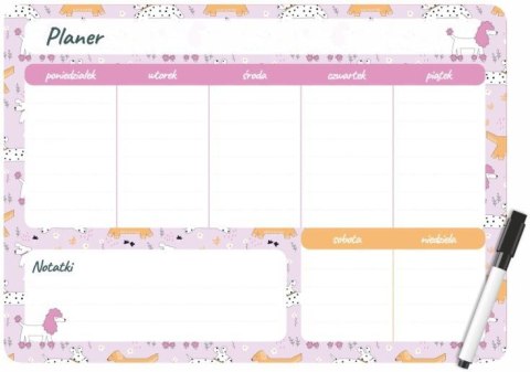 Podkład na biurko PUPPIES PLANER MAGNETYCZNY TYGODNIOWY mix PVC PCW [mm:] 350x250 Biurfol (PM-02-36) Biurfol