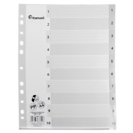 Przekładki do segregatora PP Titanum A4 10 kartek indeks numeryczny (IN10) Titanum