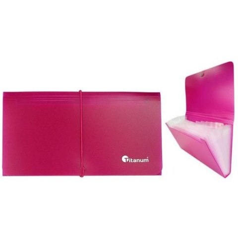 Teczka segregująca PP Titanum DL z gumką 13 przegródek różowa (TDL12RE) Titanum