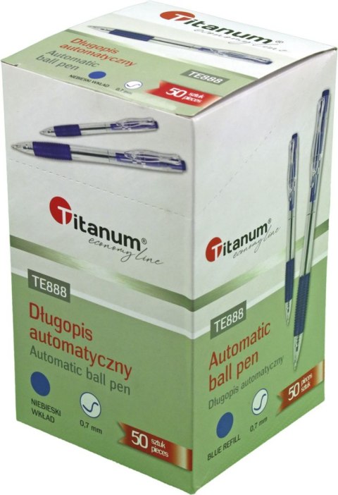 Długopis olejowy automatyczny wkład niebieski 0,7mm Titanum (BPGBLUE ECONOMY) Titanum