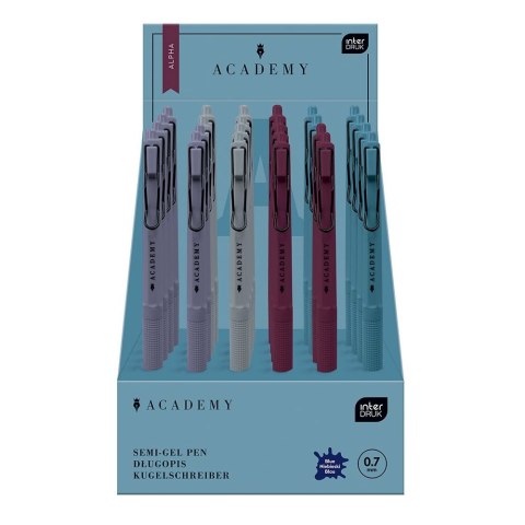 Długopis żelowy ALPHA ACADEMY automatyczny z gripem wkład niebieski 0,7mm Acco (żelowy) Acco