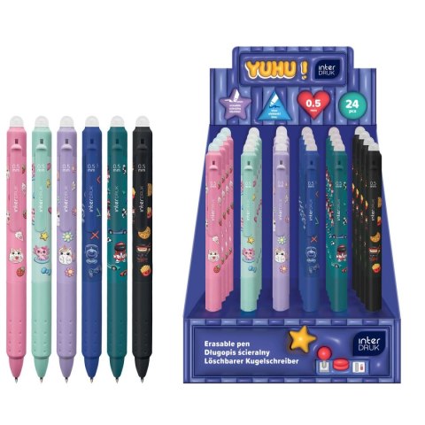 Długopis żelowy YUHU automatyczny z gripem wkład niebieski 0,7mm Interdruk (żelowy) Interdruk