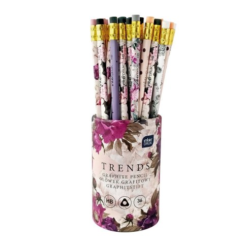 Ołówek TRENDS HB Interdruk (z KOLOROWĄ gumką) Interdruk