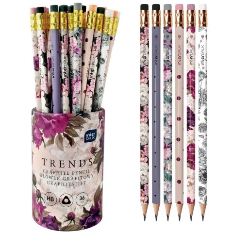 Ołówek TRENDS HB Interdruk (z KOLOROWĄ gumką) Interdruk