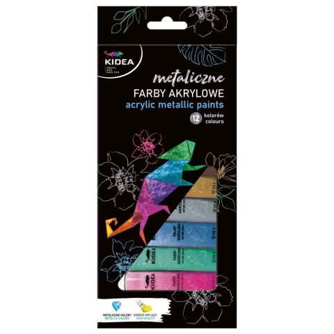 Farby akwarelowe metaliczne 12ml 12 kolor. Kidea (FAAM12KA) Kidea