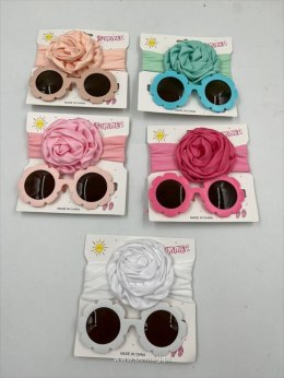 Zestaw piękności okulary kwiatki + opaska z różą Bemag (91054) Bemag