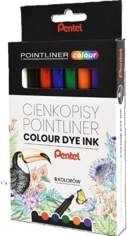 Cienkopis POINTLINER COLOUR wkład mix 0,4mm 6kol. Pentel (S40-ST6PL) Pentel
