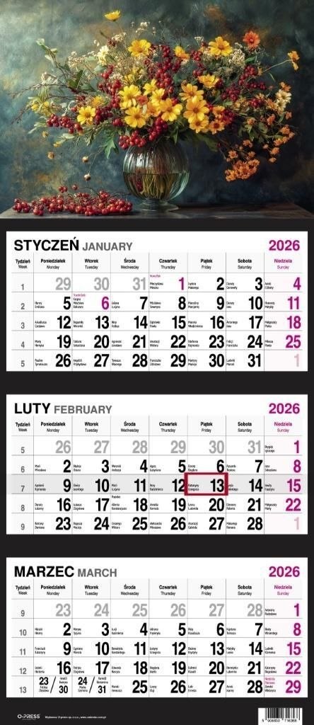 Kalendarz ścienny BUKIET 310mm x 790mm Press Press