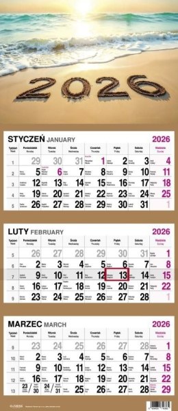 Kalendarz ścienny PLAŻA 310mm x 790mm Press Press