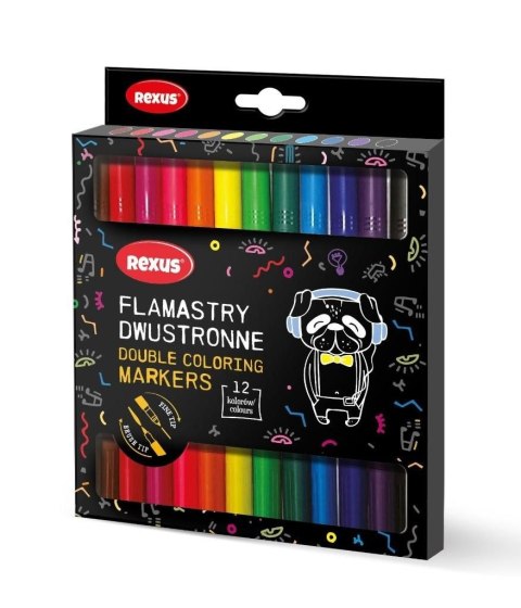 Flamaster dwustronne 12 kol. Rexus (9730) Rexus