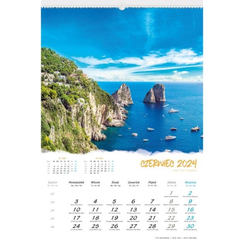 Kalendarz ścienny SŁONECZNE WAKACJE 13-planszowe 2024 320mm x 470mm Lucrum (RW08) Lucrum