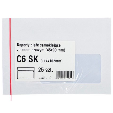 Koperta C6 biała okno prawe [mm:] 114x162 WZ Eurocopert (b15d15) 25 sztuk WZ Eurocopert