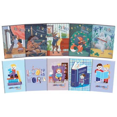 Zeszyt BOOKWORM/RETRO A5 32k. 70g podwójna linia kolor Top 2000 (400169401) Top 2000