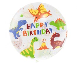 Balon foliowy Aqua - kryształowy, Happy Birthday (dinozaury) 20cal Godan (KR-20HD) Godan