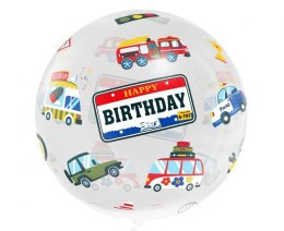 Balon foliowy Aqua - kryształowy, Happy Birthday (pojazdy) 20cal Godan (KR-20HP) Godan