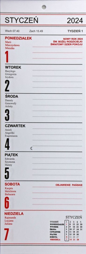 Kalendarz biurkowy biurkowe 100mm x 290mm Darrieus Darrieus