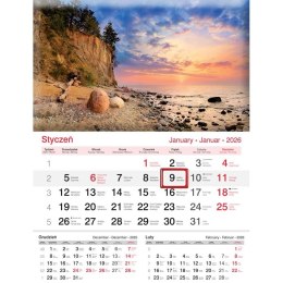 Kalendarz ścienny JEDNODZIELNY 2025 PLAŻA A4 Lucrum (KJ02) Lucrum