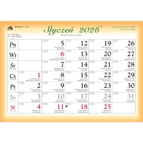 Kalendarz ścienny Kwiaty ozdobne rodzinny 2026 280mm x 200mm Lucrum (WL02) Lucrum