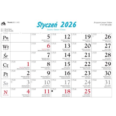 Kalendarz ścienny Tatry i Podhale rodzinny 2023 280mm x 200mm Lucrum (WL04) Lucrum