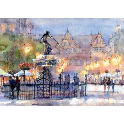 Kalendarz ścienny miasta w awkareli rodzinny 2026 280mm x 400mm Lucrum (WL05) Lucrum