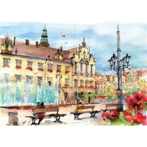 Kalendarz ścienny miasta w awkareli rodzinny 2026 280mm x 400mm Lucrum (WL05) Lucrum