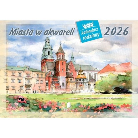 Kalendarz ścienny miasta w awkareli rodzinny 2026 280mm x 400mm Lucrum (WL05) Lucrum