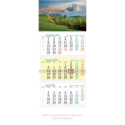 Kalendarz ścienny trójdzielny 320mm x 860mm Lucrum (KT04) Lucrum