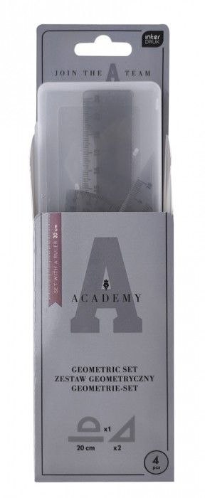Komplet geometryczny Academy z linijką 20 cm 4 el. Academy Academy