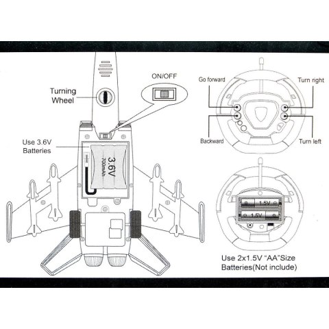 Samolot myśliwski na rado, 4 funkcje, jeździ, z ładowarką Adar (522138) Adar