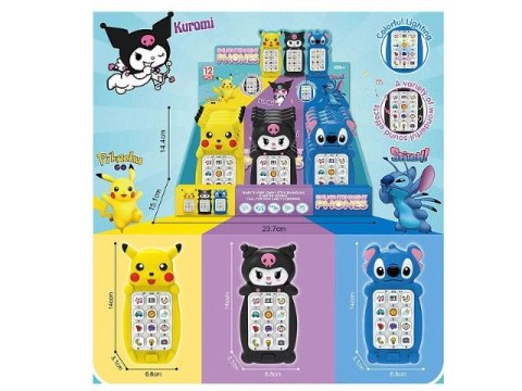 Telefon zabawkowy zwierzak 3 kolory światło i dźwięk 14cm Bigtoys (BTEL8466) Bigtoys