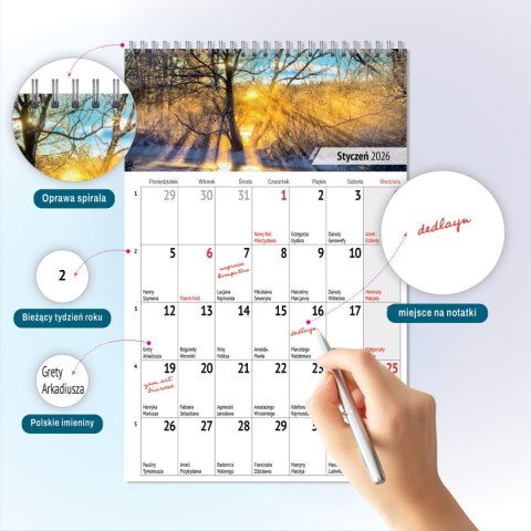 Kalendarz biurkowy miesięczny Pejzaże 240mm x 150mm Press (5904830713602) Press