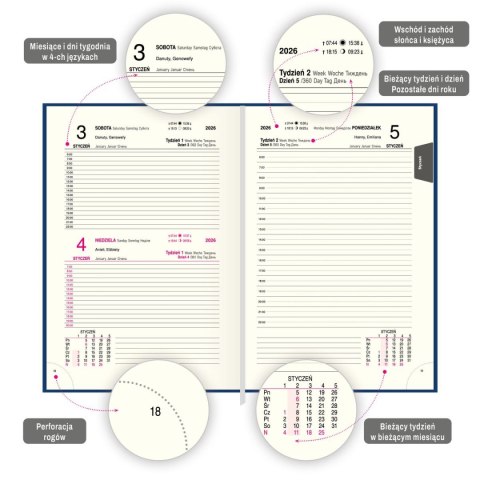 Kalendarz książkowy (terminarz) EKONOMICZNY A5 Press (DZIENNY) Press