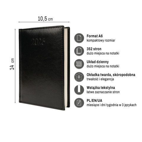 Kalendarz książkowy (terminarz) FIGARO A6 Press (DZIENNY) Press